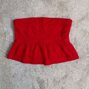 Anthropologie red peplum tube top